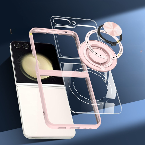 Case for Samsung Galaxy Z Flip7 FE / Z Flip6, Corners Dropproof, for MagSafe, transparent / pink