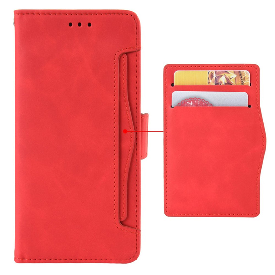 Flip case for Tecno Pova 5 Pro 4G, Card Slot, red