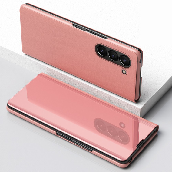 Case for Samsung Galaxy Z Fold 5 5G, Clear View, pink rose gold