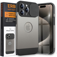 Case for iPhone 15 Pro Max, ERBORD MagProtect Slide Camera, titanium grey