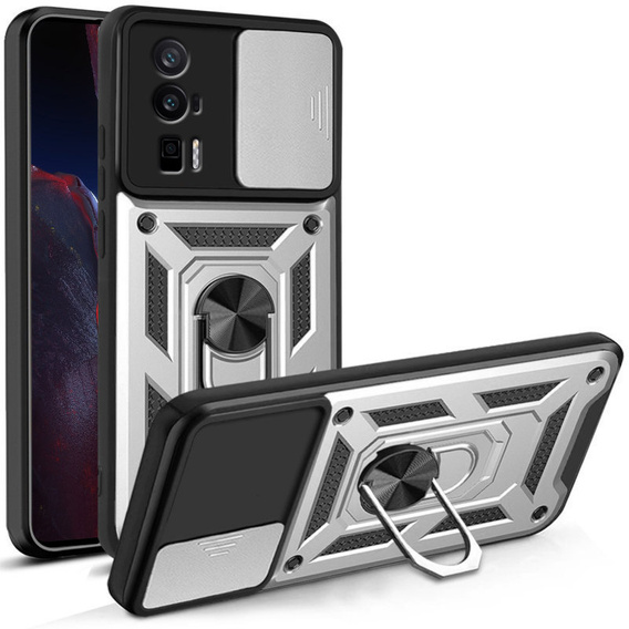 Case for Xiaomi Poco F5 Pro, CamShield Slide, silver