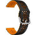 Universal 20mm Soft Hollowed-out Silicone Strap, black/orange