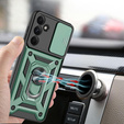 Armored Case for Samsung Galaxy A36, CamShield Slide, green + Tempered Glass 9H