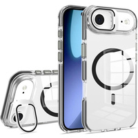 Case for iPhone Air, for MagSafe, with stand, transparent with black inserts