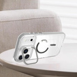 Case for iPhone 17 Pro Max, for MagSafe, with stand, transparent with grey inserts
