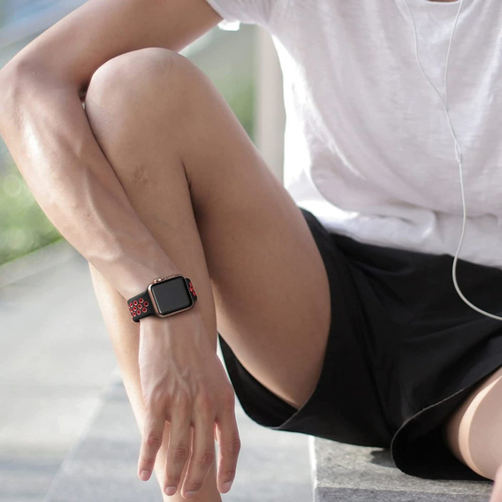 Hollow strap for Apple Watch 7 45mm/6/5/4/SE 44mm/3/2/1 42mm - Black/Red