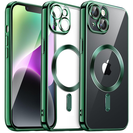 Case for iPhone 14, Electro MagSafe, green + Screen Glass