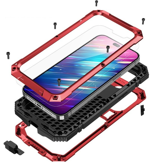 Case for iPhone 14 Pro Max, R-JUST, armoured, red