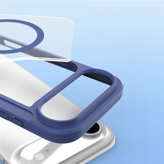 Dux Ducis case for iPhone Air, Skin X Pro, with flap, for MagSafe, navy blue