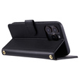 Flip case for iPhone 16 Pro, Rhombus Crossbody Leather, black