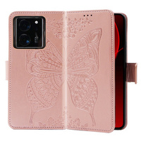 Flip case for Xiaomi 13T / 13T Pro, Butterfly, pink rose gold