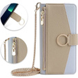 Flip case for Samsung Galaxy S22, Wallet Zipper Pocket, with mirror, blue
