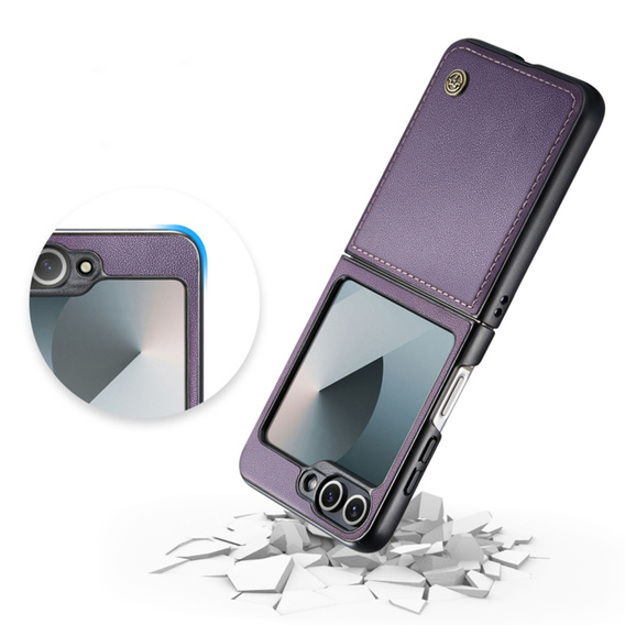 Case for Samsung Galaxy Z Flip7 FE / Z Flip6, CASEME Litchi Leather, purple