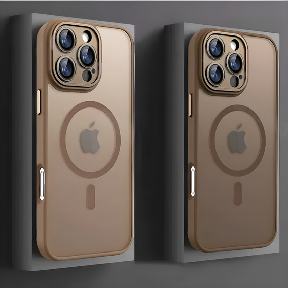 Case for iPhone 16 Pro, for MagSafe, ERBORD Matt Case, desert titanium + Screen Glass