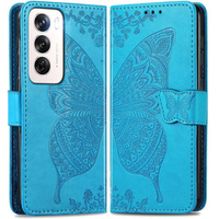Flip case for Oppo Reno 12, Butterfly, blue