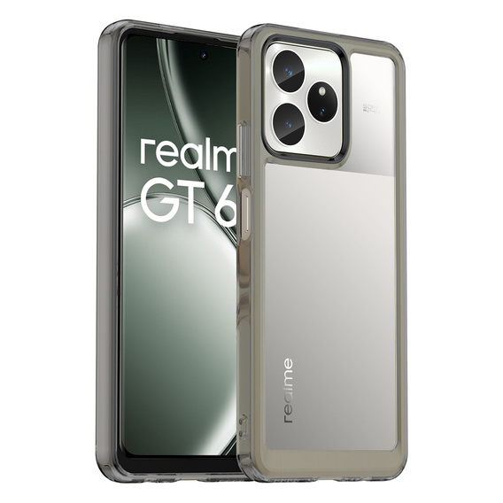 Case for Realme GT 6 / 6T, Fusion Hybrid, transparent / black