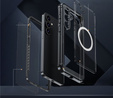 Case for Samsung Galaxy S25 FE, Shockproof, with glass, for MagSafe, black