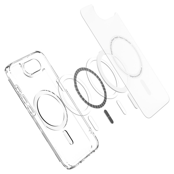 Spigen MagSafe Case for Iphone 16E, Ultra Hybrid, transparent / white + 9H Tempered Glass