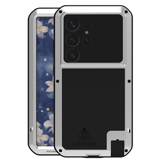 Love Mei Case for Samsung Galaxy S25 Ultra, armored with glass, grey