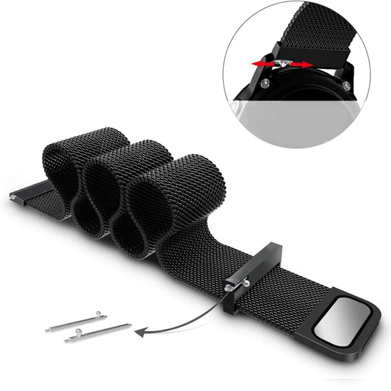 Milanese bracelet 18mm for Garmin Vivoactive 4S, Black