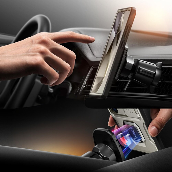 Case for Samsung Galaxy S24, Tongate MECH ring holder stand, TiGrey