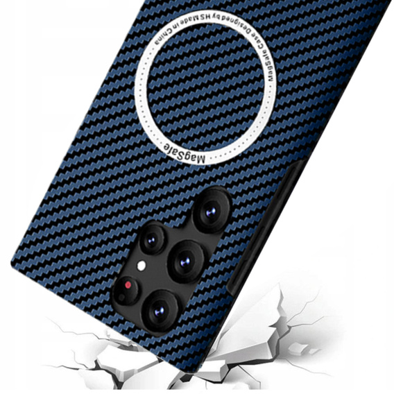 Case for Samsung Galaxy S23 Ultra, Magsafe Slim Carbon, blue