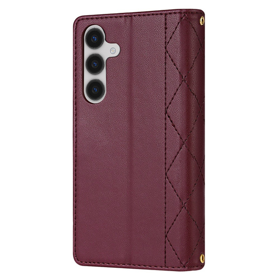 Flip case for Samsung Galaxy A56 5G, Rhombus Crossbody Leather, maroon