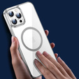 Case for iPhone 14 Pro Max, ERBORD Hybrid MagSafe Case, silver