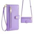 Flip case for iPhone 16E, Wallet Zipper Pocket, purple
