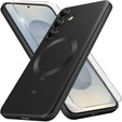 Case for Samsung Galaxy S25+ Plus, ColorMag, for MagSafe, black + 9H tempered glass