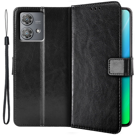 Flip case for Motorola Edge 40 Neo, Crazy Horse Wallet, black