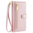 Flip case for Samsung Galaxy M15 5G, Wallet Zipper Pocket, pink