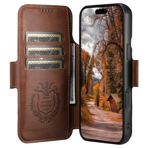 2-in-1 flip case for iPhone 17 Pro Max, SUTENI, for MagSafe, brown