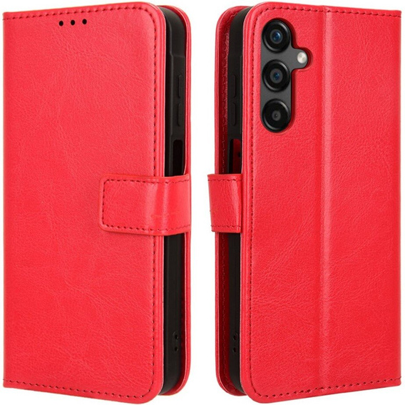 Flip case for Samsung Galaxy M55 5G, Crazy Horse Wallet, red
