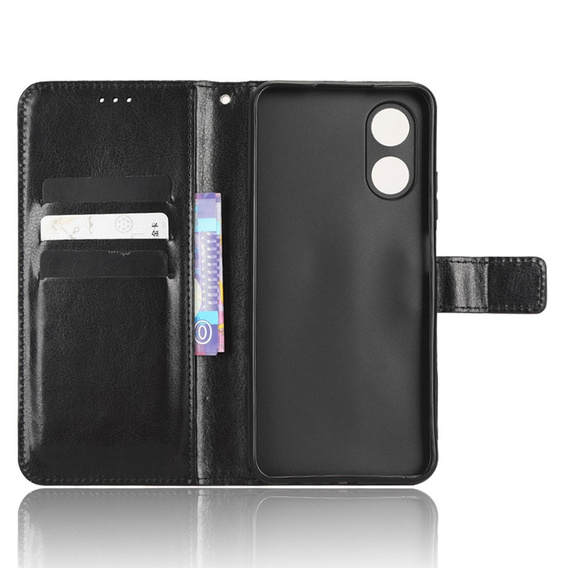 Flip case for Oppo A17, Crazy Horse Wallet, black