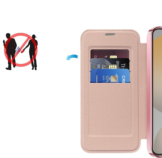 Flip case for Samsung Galaxy S25 FE, RFID Wallet MagSafe CamShield, pink