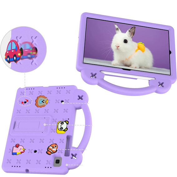 Children's case for Samsung Galaxy Tab S6 Lite 10.4 2020/2022 / Tab A7 2020 T500 / T505 / Tab S6 T860/T865, Cute Patterns, with stand, purple