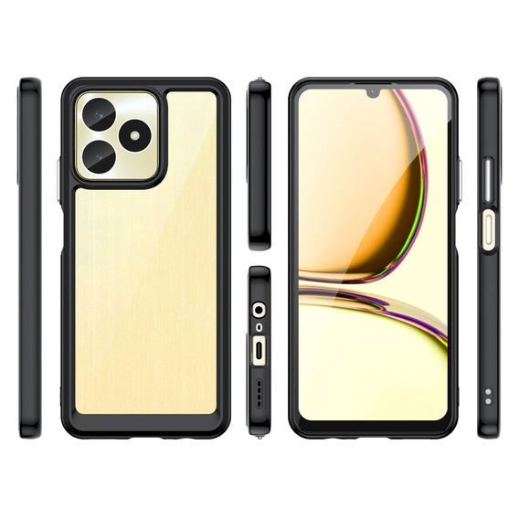 Case for Realme C51, Fusion Hybrid, transparent / black