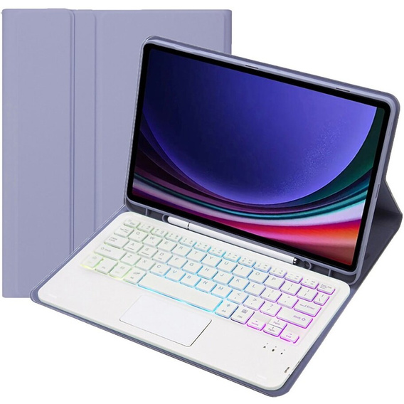 Case + keyboard Samsung Galaxy Tab A9+, with touchpad, light blue