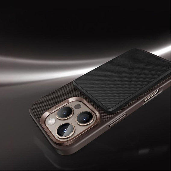 BENKS Kevlar Case for iPhone 16 Pro, for MagSafe, Carbon Fiber, brown