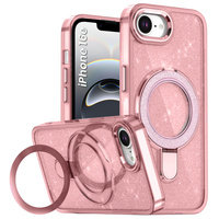Case for iPhone 16e, Glittery Magnetic Kickstand, pink