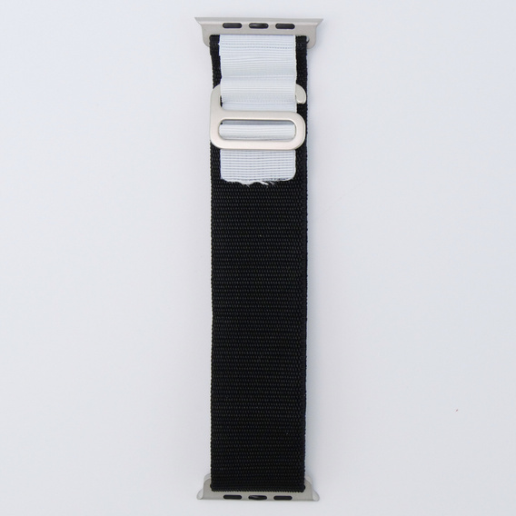 Nylon Strap for Apple Watch 1/2/3/4/5/6/7/8/SE/ULTRA 42/44/45/49mm, Black / White