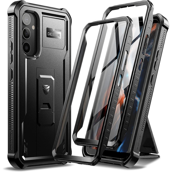 Armored case for Samsung Galaxy A34 5G, Dexnor Full Body (Two Frames), black