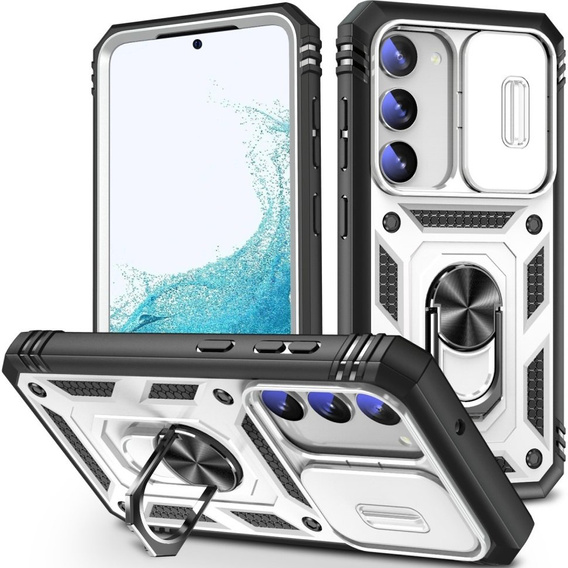 Case for Samsung Galaxy S23, CamShield Slide, CamShield Slide, white / black