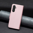Flip case for Samsung Galaxy A25 5G, Wallet Litchi Leather, pink + 9H glass