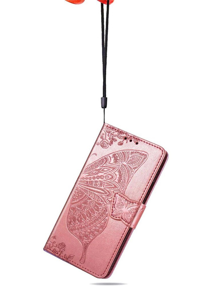 Flip case for Oppo Reno 11F 5G, Butterfly, pink rose gold