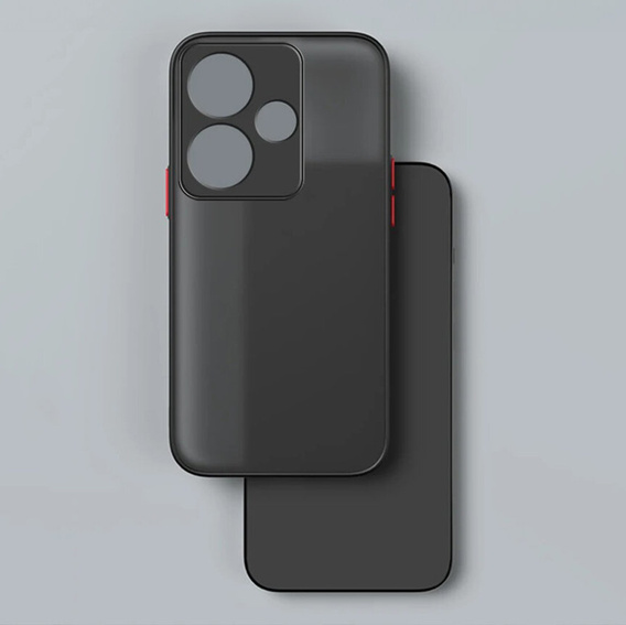 Silicone case for Xiaomi Poco F6, with camera protection, transparent / black