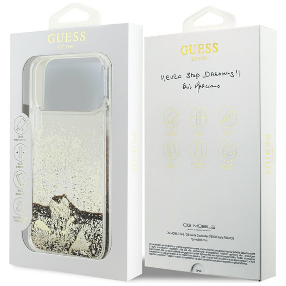 GUESS Liq. Glitter 4 Charms case for iPhone 17 Pro