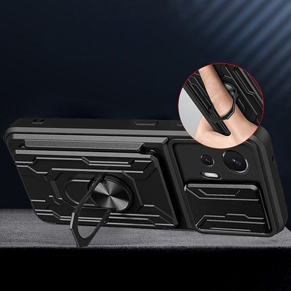 Armored case for Motorola Edge 30 Neo 5G, Camera Slide Card Slot, black