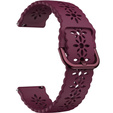 Silicone strap for 22mm Soft Hollowed-out, Wine Red